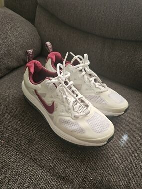 Nike Air Max-Style Women's Running Shoes — White with Maroon Accent